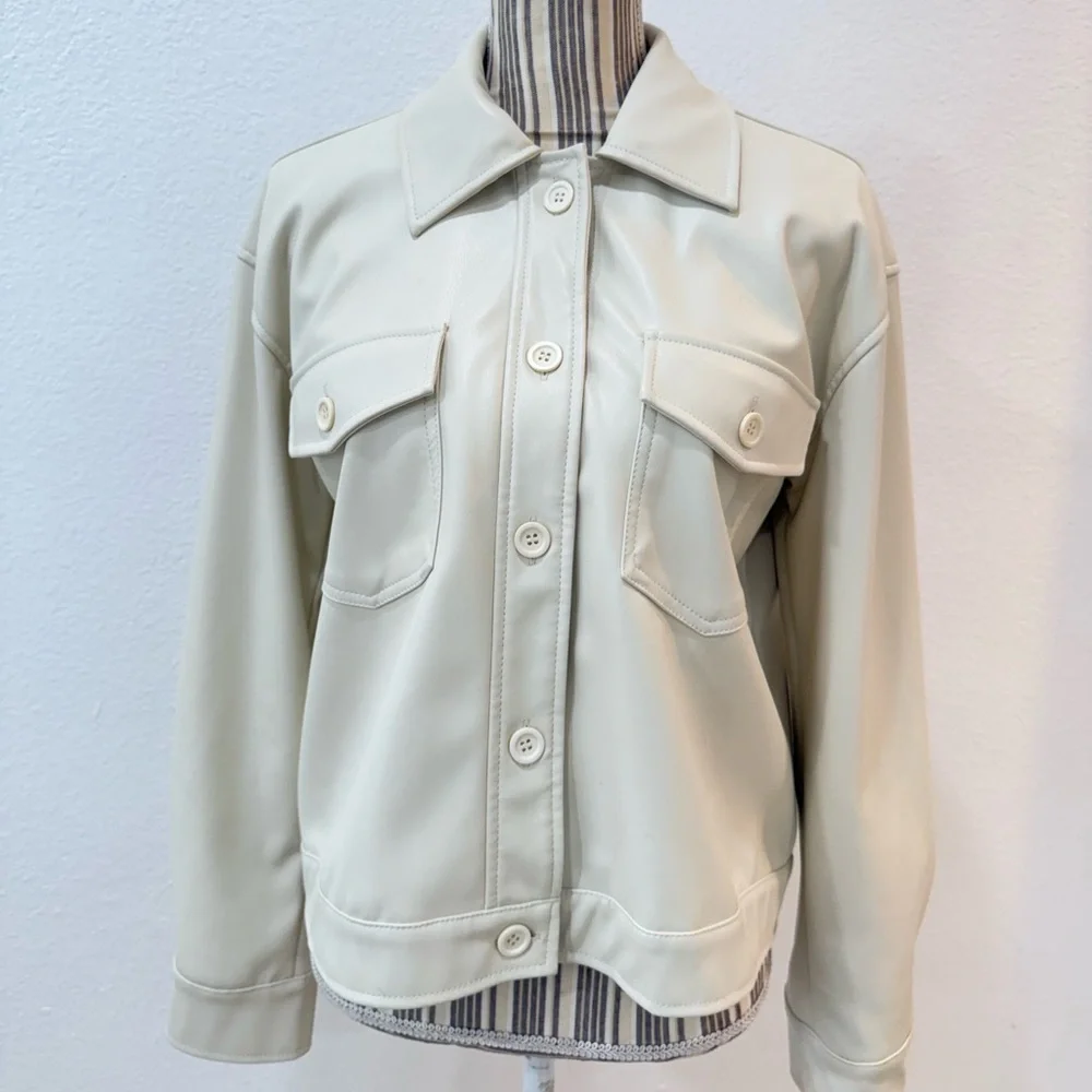 Steve Madden Faux Leather jacket medium Cream - Picture 2 of 9